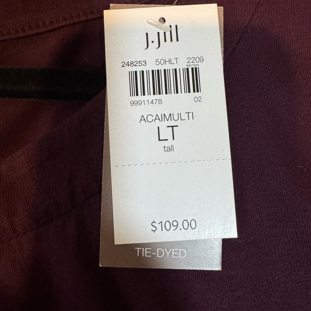 NWT J. Jill Pure Jill Tie-Dye Border Midi Dress Acai Multi size Large Tall - Picture 6 of 13